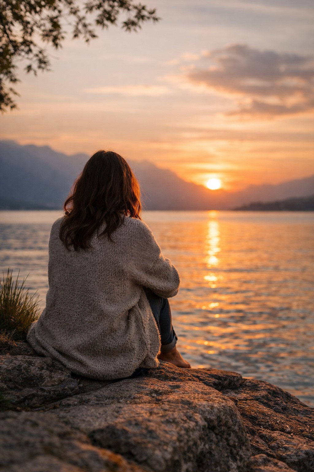 Personne face à un paysage apaisant illustrant un moment de reconnexion à soi et d’apaisement émotionnel